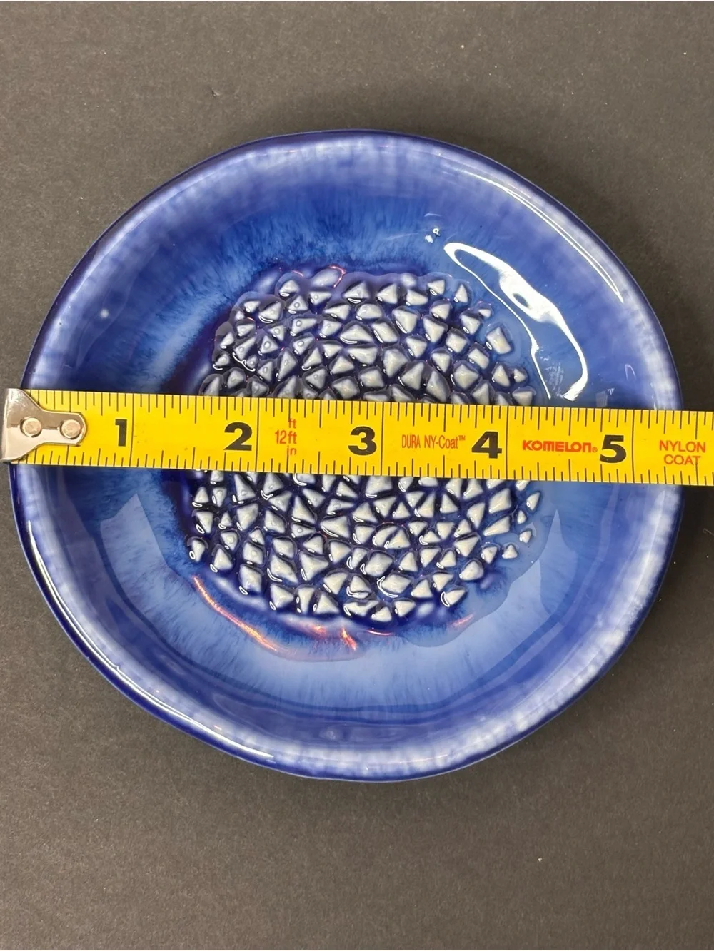 Bon Cera Stoneware Zester Grater Plate Rasp Bowl Garlic Spice Lemon Blue & White